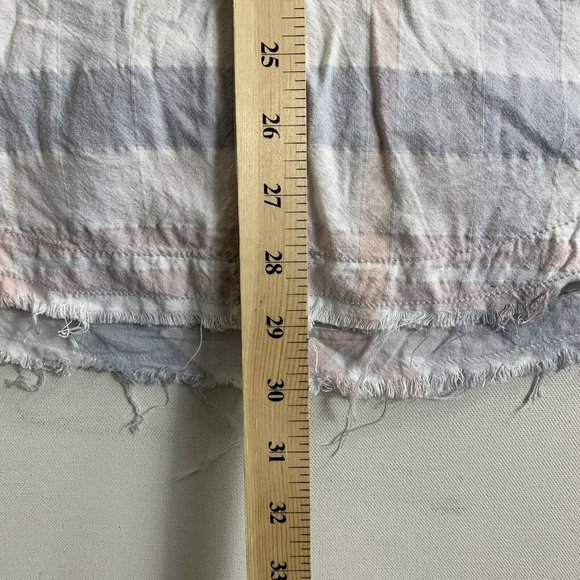 Free People Pastel Blue Pink Plaid Raw Hem Button Down Loveland Shirt Size Small - Picture 8 of 10